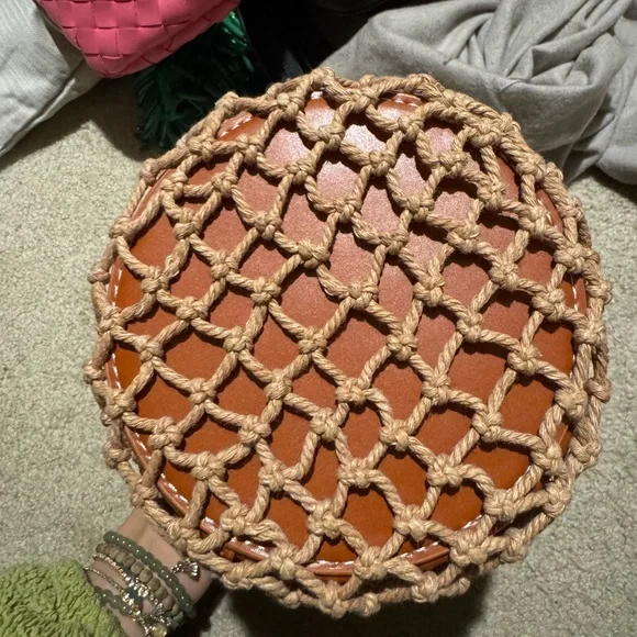 Brown Woven Net Bag - Picture 2 of 6